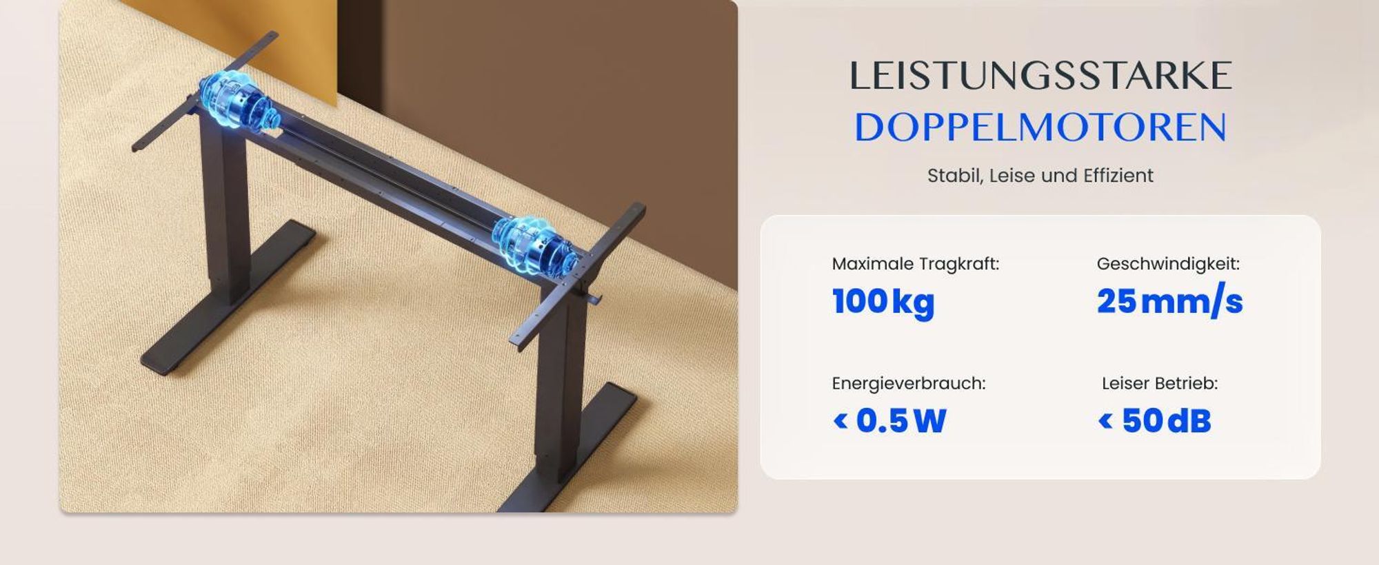 FlexiSpot E1 Pro Höhenverstellbarer Schreibtisch, Dualmotor 120 kg Tragkraft 4 Memory-Steuerung, Anti-Kollisionsschutz, Tischgestell Elektrisch (Grau)