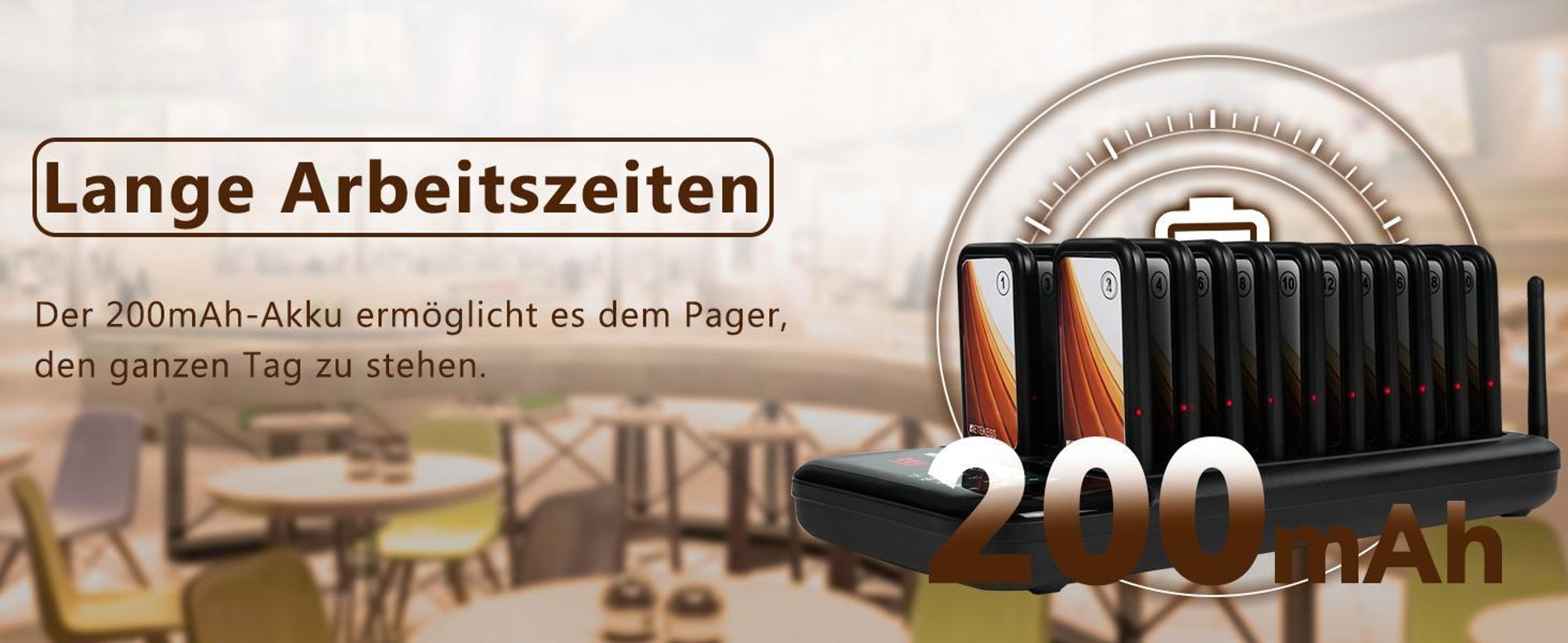 Retekess TD173 Restaurant Pager System, 20Pagers, 500M Pager Rufsystem, 7 Rufmod, 24H, Pager Pieper für Food Court, Hotel, Café, Bar, walkie talkie
