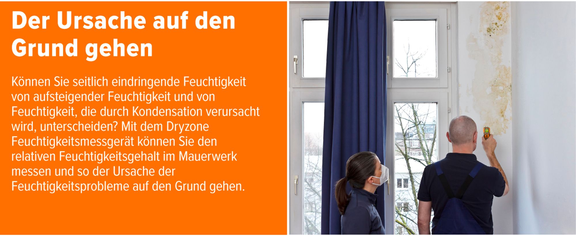 Dryzone Feuchtemessgerät - Feuchtemessgerät für Holz, Mauerwerk, Wand und andere Baumaterialien, hilft bei Feststellung aufsteigender Feuchtigkeit