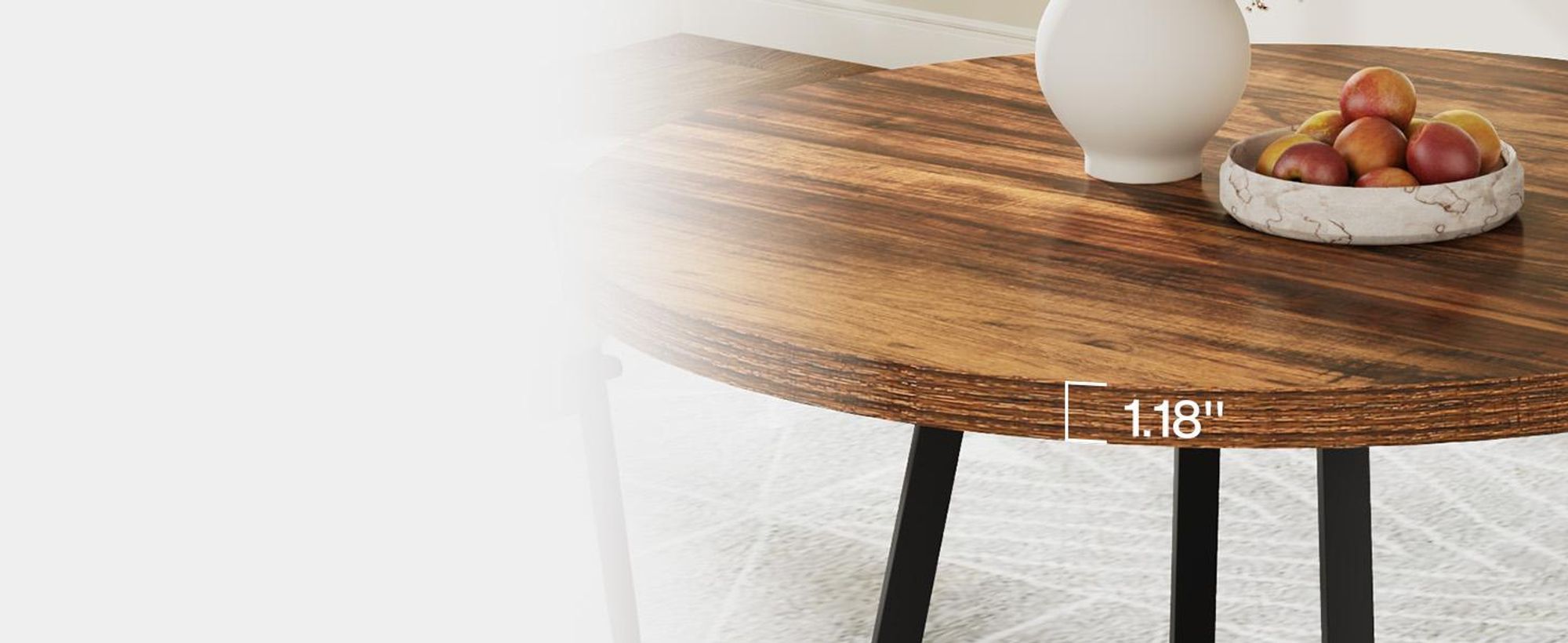 Tribesigns Runder Esstisch, 80 cm Industrie-Esstisch mit Metallfuß, Küchentisch für Esszimmer, kleine Räume, Wohnung, Rustikales Braun und Schwarz