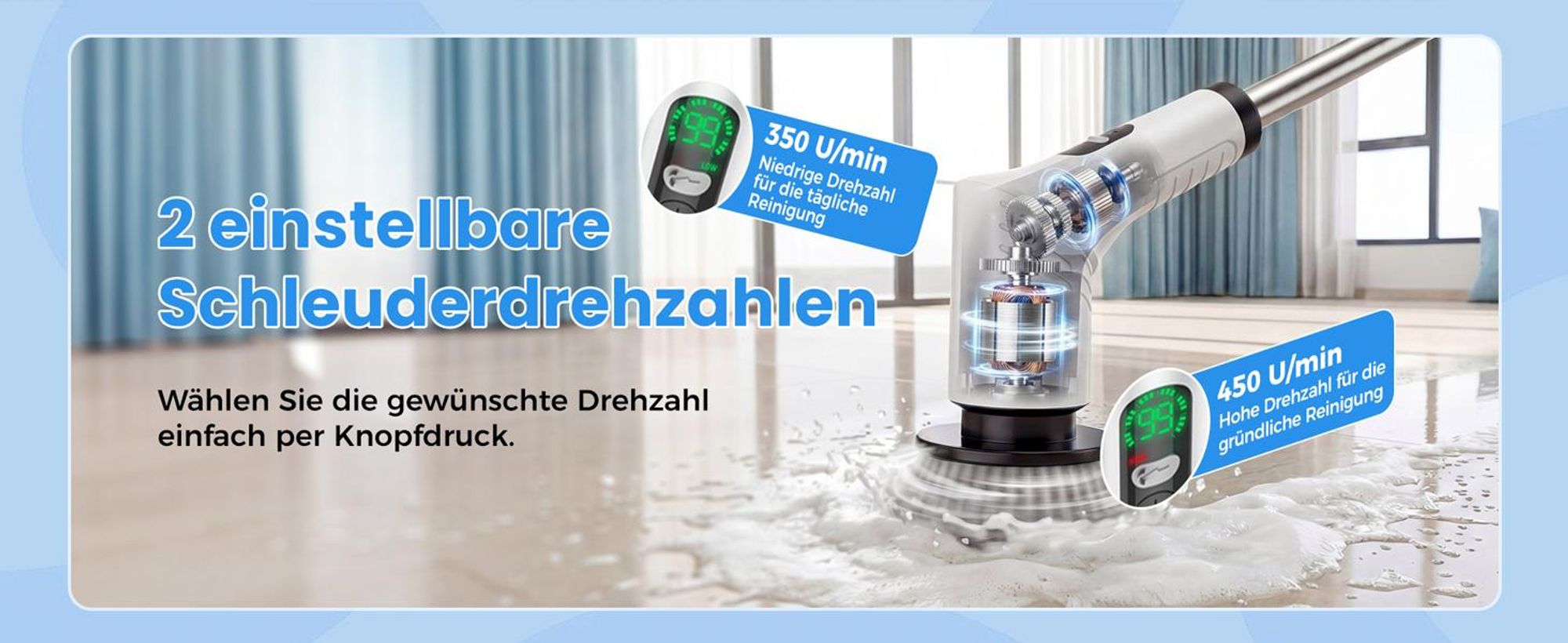 Elektrische Reinigungsbürste, Kabellos Akkureinigungsbürste, mit 9 Austauschbaren Bürstenköpfen, 2 Geschwindigkeiten, für Bad, Fliesen, Auto, Küche