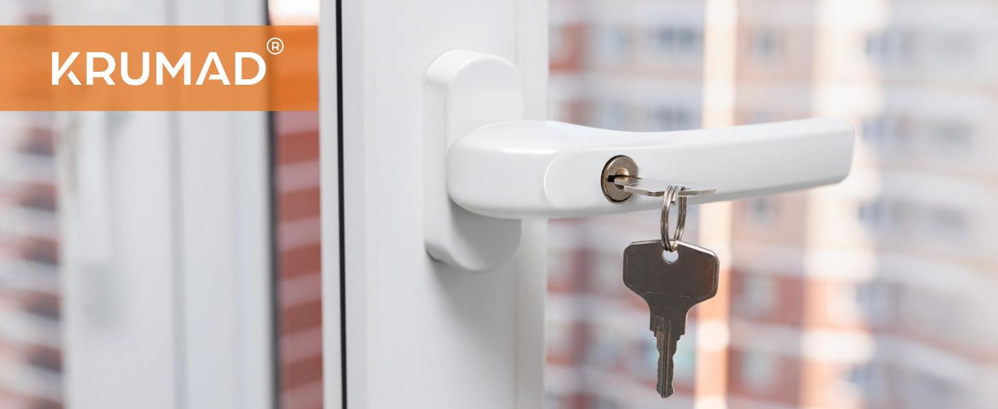 KRUMAD Abschließbarer Fenstergriff Weiß, Aluminium Fenstergriff mit Schlüssel und Druckknopf, Kindersicherung & Einbruchschutz