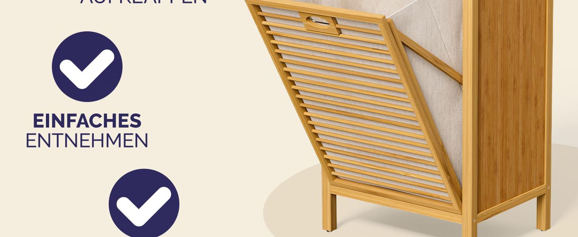 CASARIA® Badregal mit Wäschekorb 40L