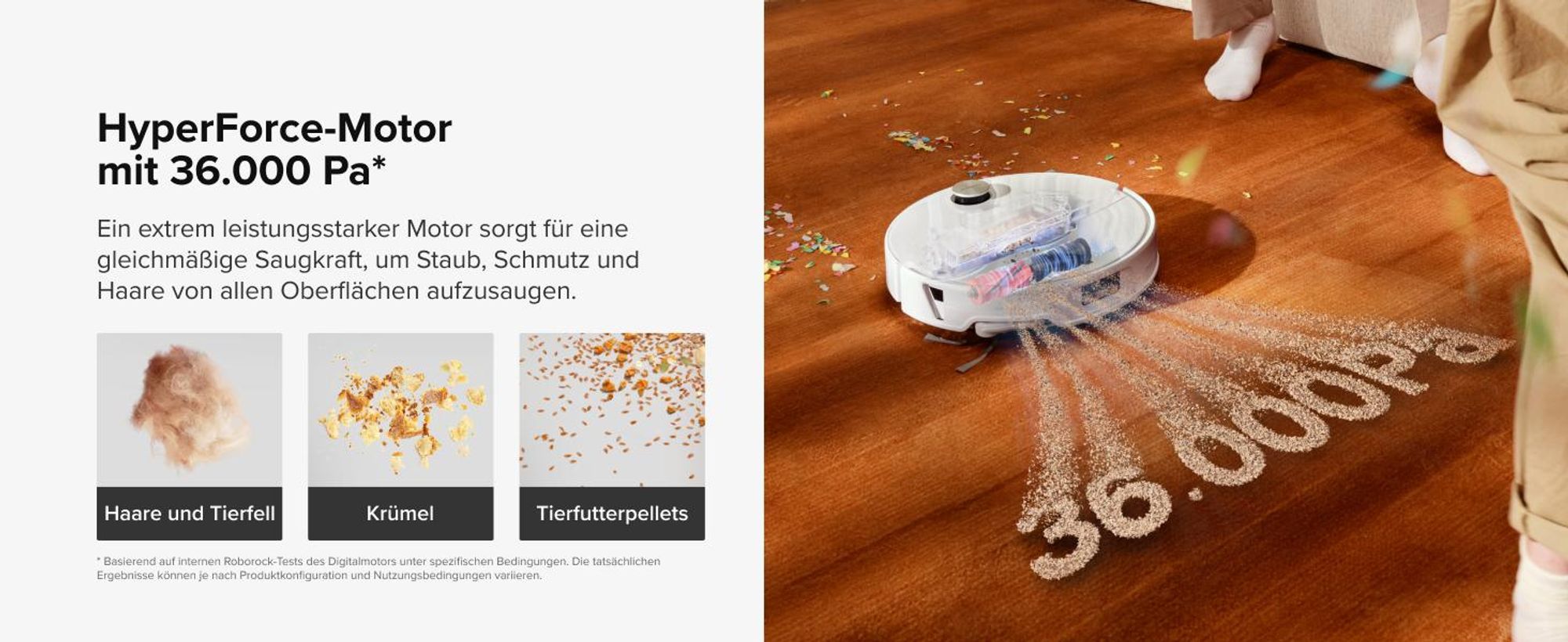 Roborock Saros 20 Neo Set Saugroboter mit Wischfunktion, 36.000 Pa, Dual Zero-Tangle-System, FlexiArm Technologie 100°C Heißwasser-Moppwäsche, Weiß