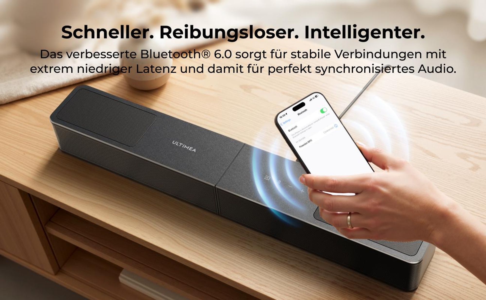 ULTIMEA Poseidon M70 - Soundbar für TV, 3.1.2 Dolby Atmos, kabelloser 5,25" Subwoofer, HDMI eARC, Bluetooth® 6.0, 312 W Spitzenleistung