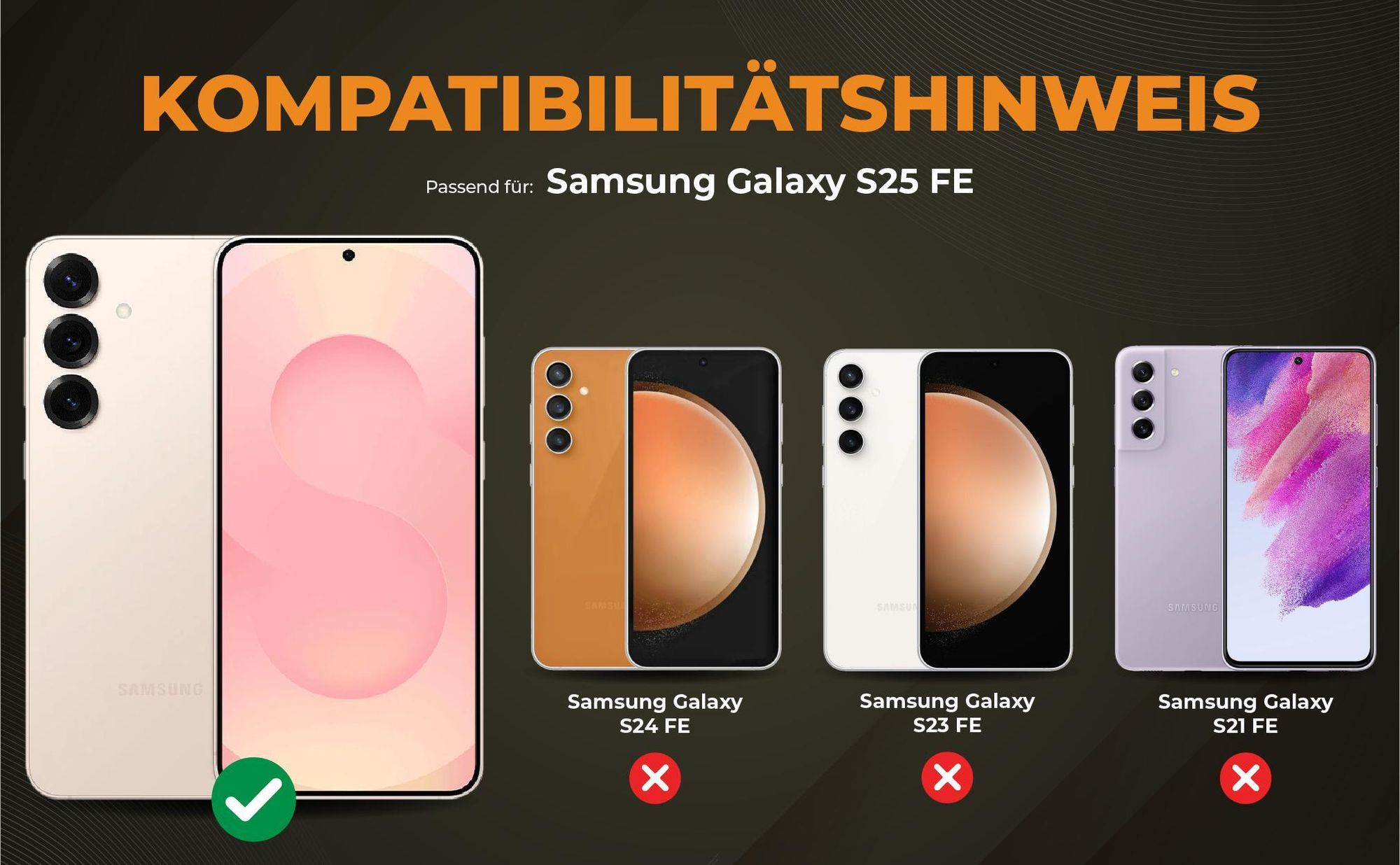 Kompatibilitätshinweise Hülle für Samsung Galaxy S25 FE