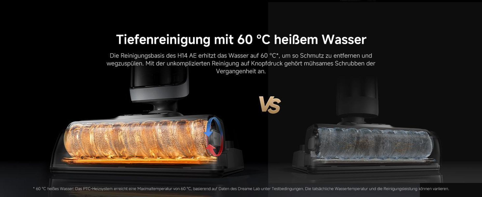 Dreame H14 AE Nass- und Trockensauger,18kPa Saugkraft,180° Lie-Flat,60 °C Bürstenpflege,selbstreinigend&trocknend,Doppelrotationsbürste,App,LED,280㎡