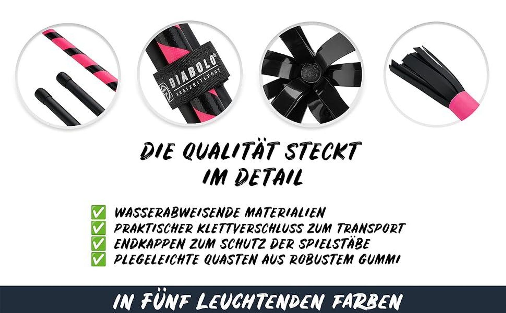 Diabolo Leisure Sport Flowerstick – Flowerstick Basic UV pink mit Fiberglas Handstöcken | Robuster Flowerstick für Anfänger und Fortgeschrittene