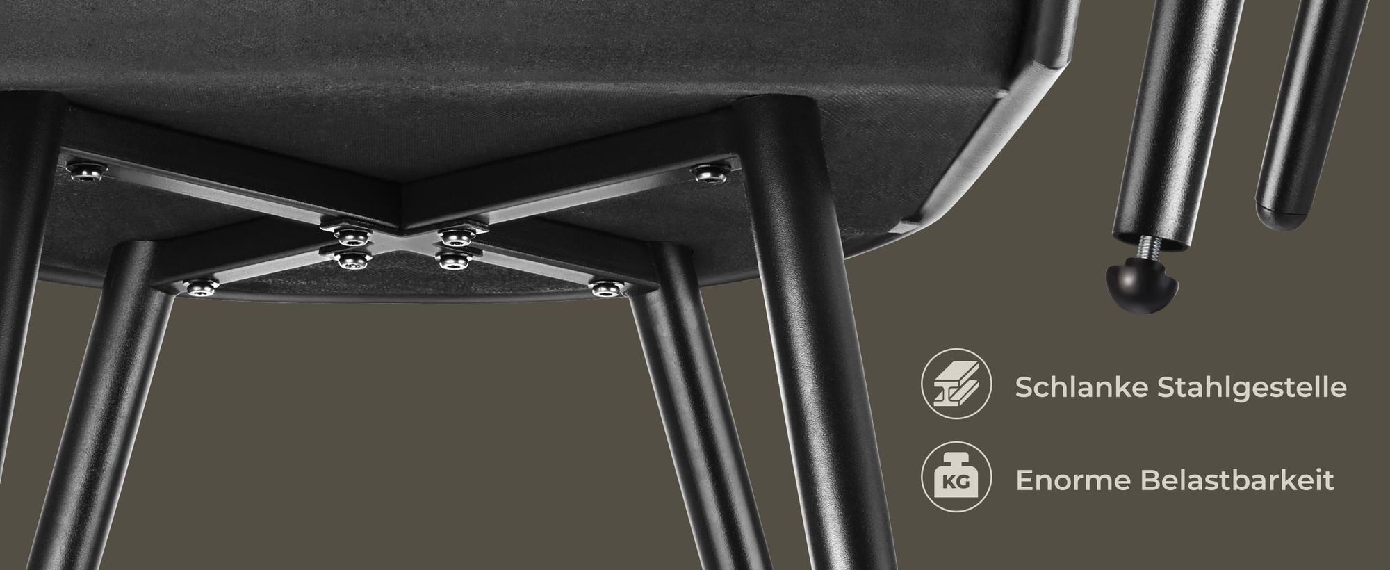 tectake® Set Esszimmerstuhl Astano gepolstert, mit Samtbezug, Knotendesign 60,5 x 55 x 75 cm