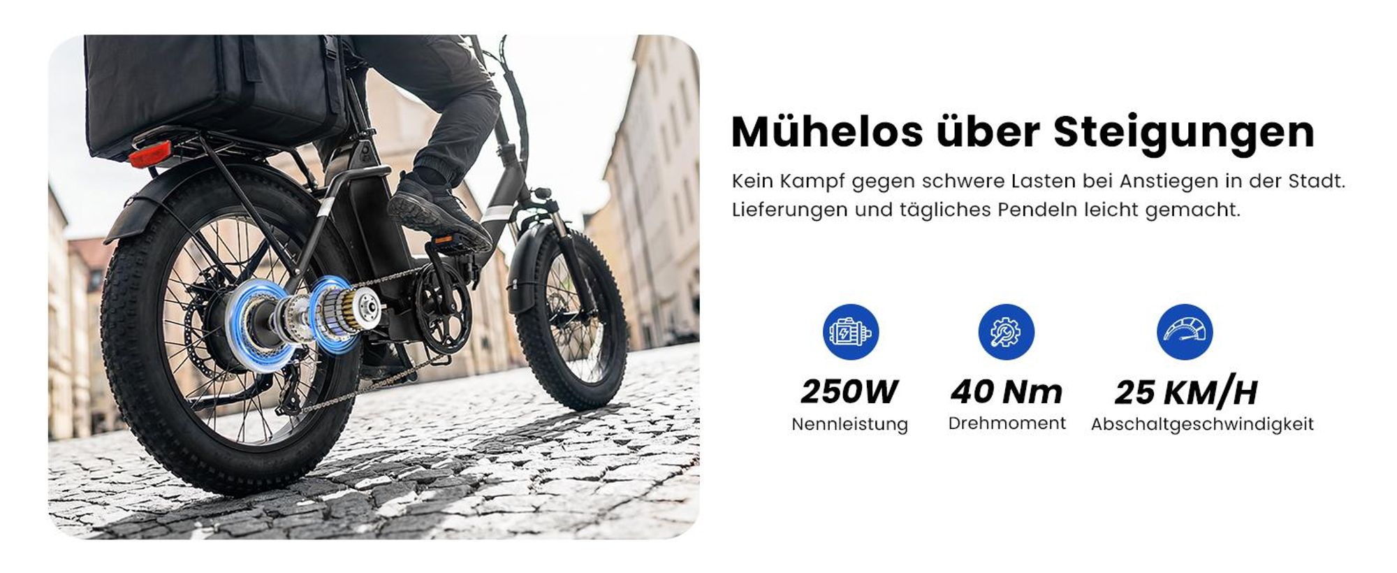 Touroll S3 Faltbares E-Bike 20×3.0 Zoll Fatbike, 65 km Reichweite, 450W Peak, Shimano 7-Gang