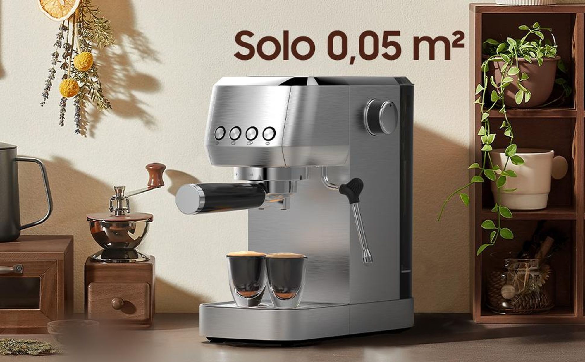 Macchina per caffè espresso a 20 bar – macchina da caffè in acciaio inox con montalatte, 1350 W, serbatoio da 1,3 L, per espresso, cappuccino e latte
