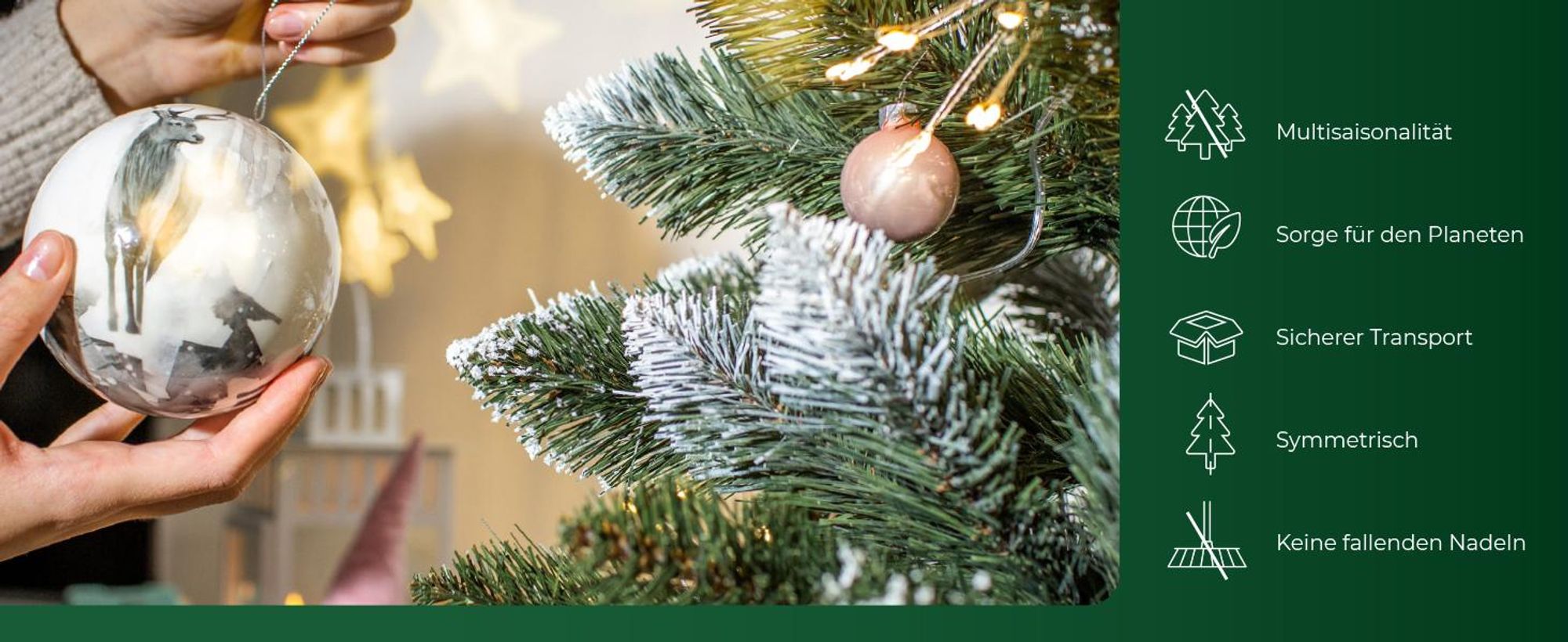 KADAX künstlicher Weihnachtsbaum mit silbernen Kügelchen und Raureif, 220cm Tannenbaum aus PVC