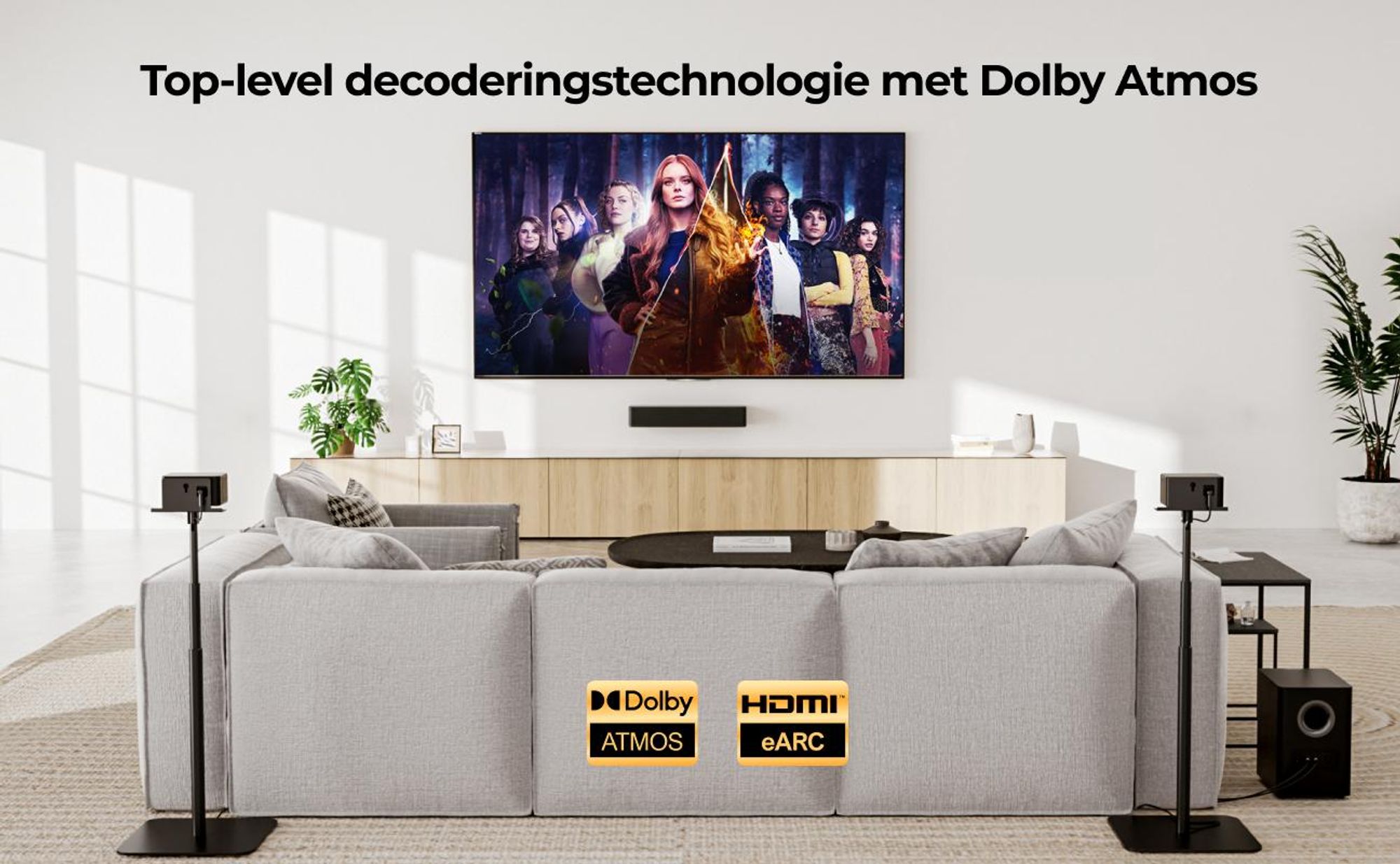 ULTIMEA 5.1 Soundbar met Dolby Atmos, 3D-omgevingsgeluidssysteem met subwoofer, 2 achterluidsprekers, Soundbar met Bluetooth 5.3 en instelbare bas