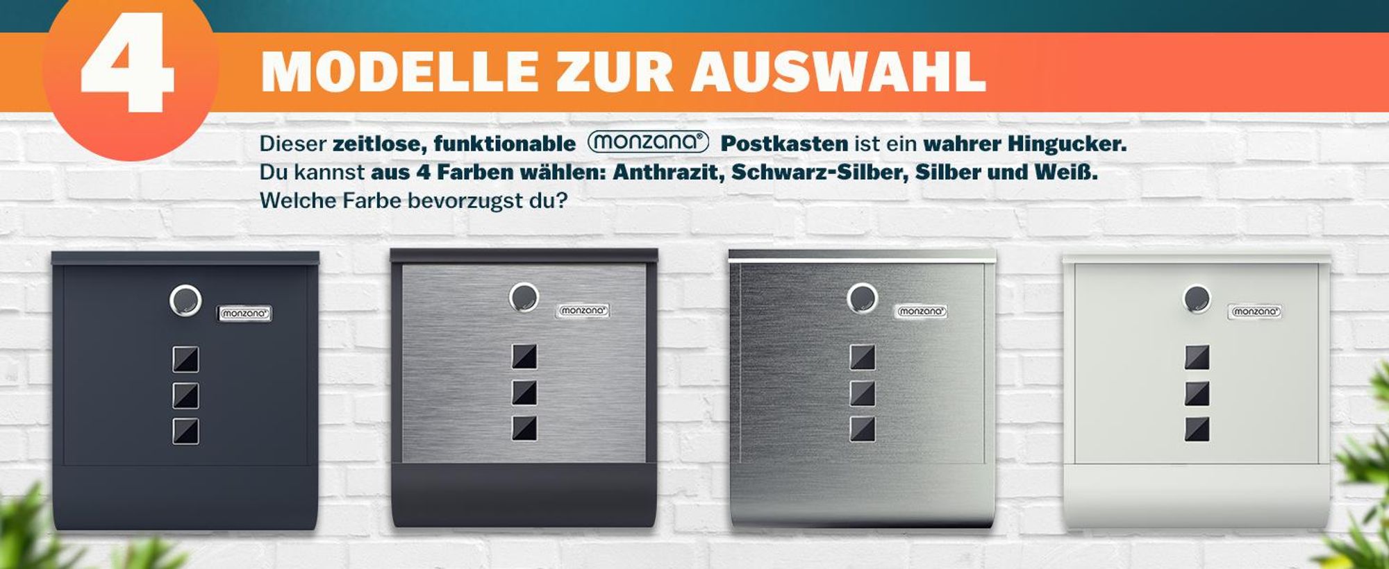 MONZANA® Briefkasten Kreuzschloss mit Kupfer-Schließzylinder drehbare Abdeckung 31x10x34 cm Sichtfenster Namensschild Zeitungsfach legierter Stahl 2 Schlüssel Postkasten Schwarz-Silber