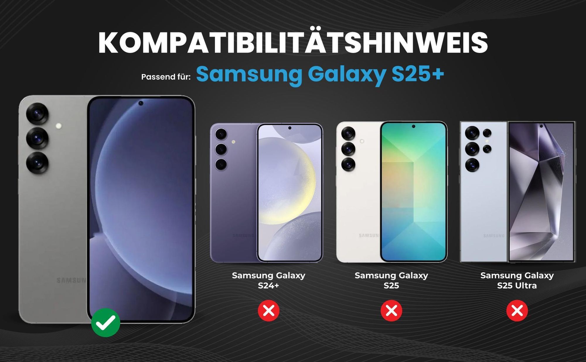 Kompatibilitätshinweise Hülle für Samsung Galaxy S25+