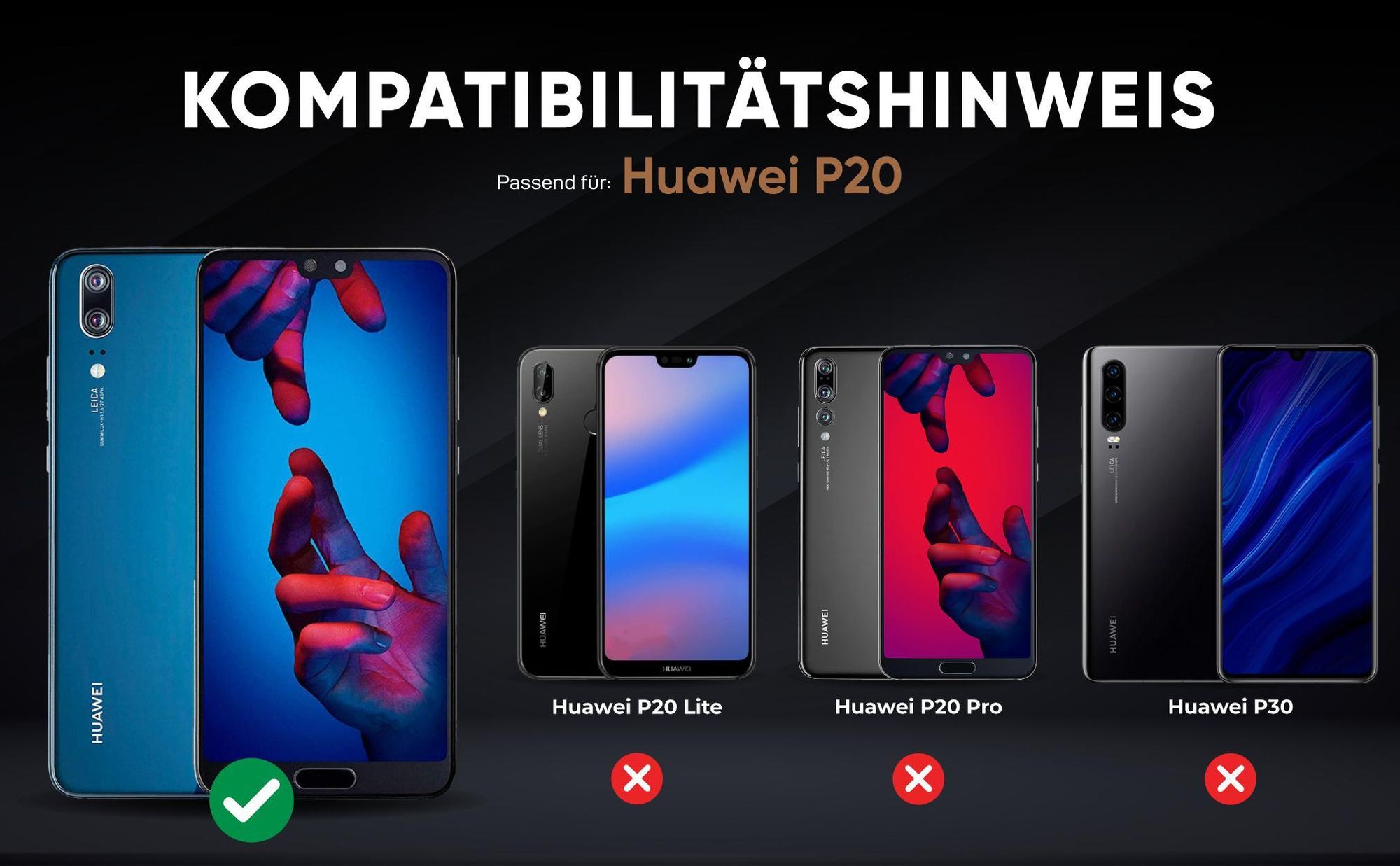 Kompatibilitätshinweise Hülle für Huawei P20