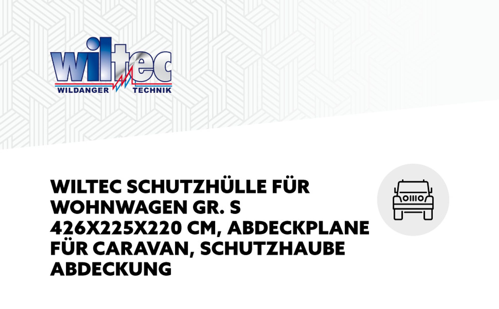 Wiltec Wohnwagen Schutzhülle Größe S 426 x 225 x 220 cm Plane, Abdeckplane für Caravan und Wohnmobil, Wohnwagenplane aus PP, Schutzhaube Abdeckung