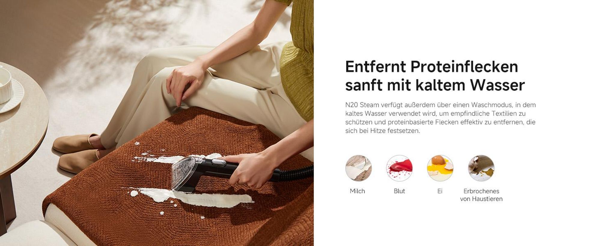 Dreame N20 Tragbarer Nass-und Trockensauger,17kPa Saugkraft,100°C Dampfreinigung,70°C Heißwasserreinigung,20Min Schnelltrocknung,Selbstreinigung