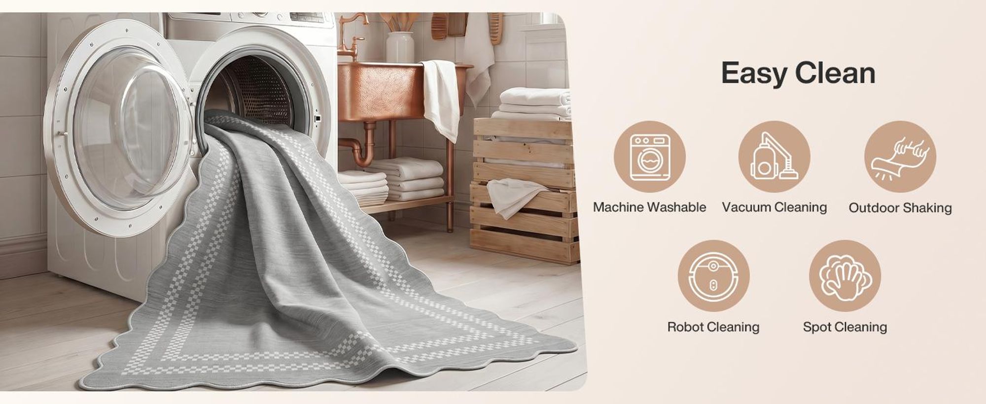 Tribesigns Wohnzimmer Teppich 160x230 cm, Moderne Wellenform, Kurzflor, Waschbar & Anti-Rutsch, pflegeleicht,Schlafzimmer, , Grau