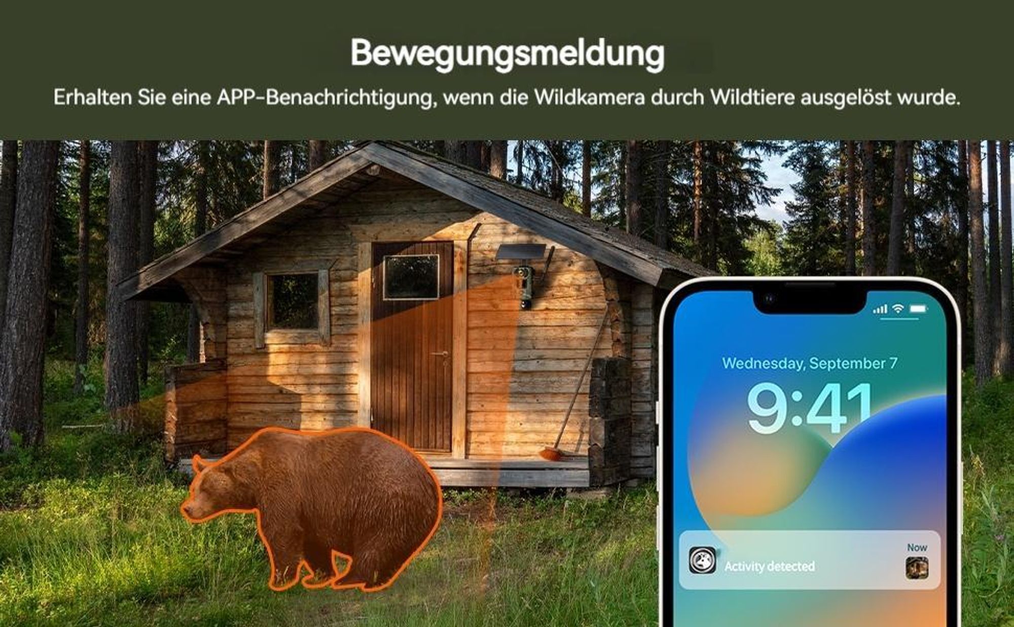 Usogood 4G LTE Wildkamera mit Handyübertragung App & Bewegungsmelder, 2K Solar Überwachungskamera Aussen mit SIM Karte, Nachtsicht, GPS