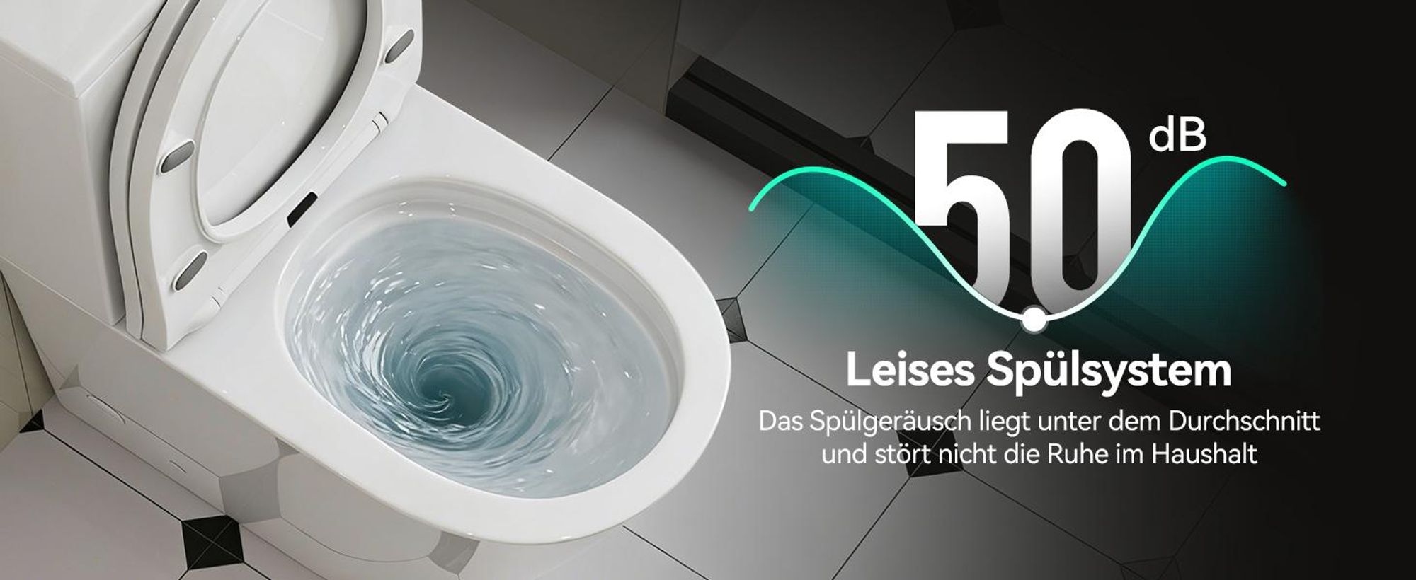 HOROW Spülrandlos Stand WC mit Spülkasten Komplettset, Keramik Stand Toilette mit Zwei-Mengen-Spülsystem, mit Toilettendeckel mit Absenkautomatik