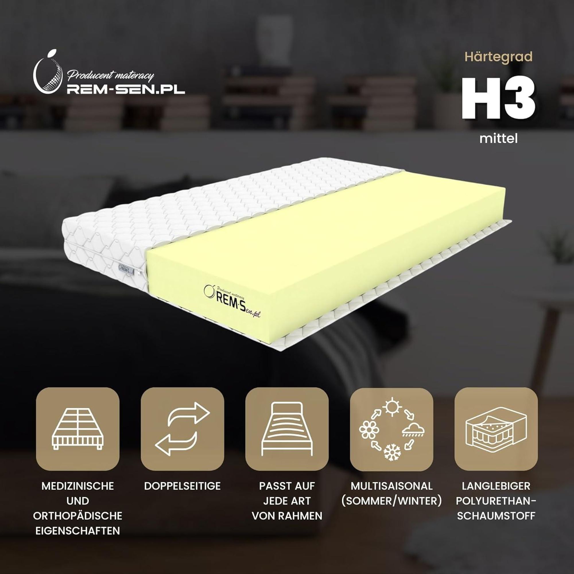 Matratze 120x180cm Höhe 10 cm Härtegrad 3 (H3) aus elastischem Polyurethanschaum mit Komfortschaum und Dreilagige Membranhülle, Matratze für Kinder, Erwachsene   Qualitätsstandard