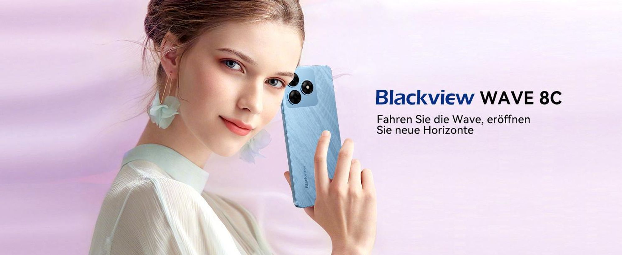 Blackview Wave 8C 6.56" Handy Ohne Vertrag, 6GB+64GB, Dual SIM, 4700mAh,Face ID, 13MP+ 8MP Kamera, 4G, Dawn Blue