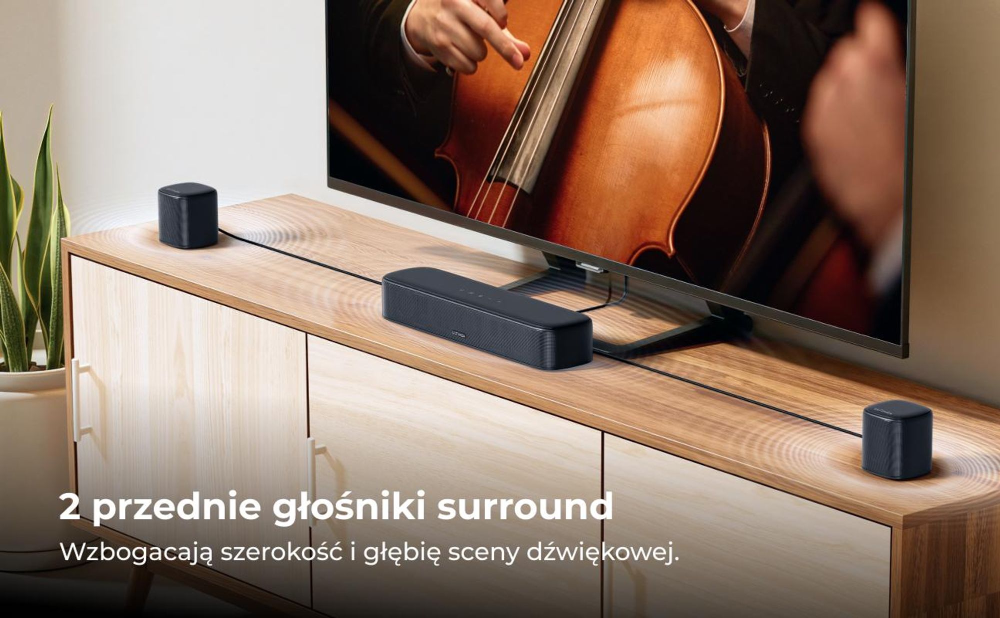 Soundbar ULTIMEA 7.1ch z subwooferem do telewizora, system dźwięku przestrzennego do kina domowego, 4 głośniki surround, HDMI ARC, sterowanie przez aplikację, Aura S4T