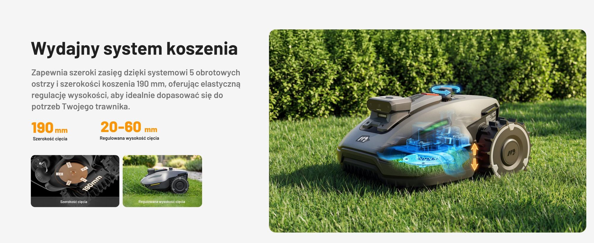 Robotická sekačka Mammotion YUKA Mini 2 800 s garáží, bez kabelu, do 800 m², DropMow, automatické mapování, sečení okrajů, 4G-Modul, APP
