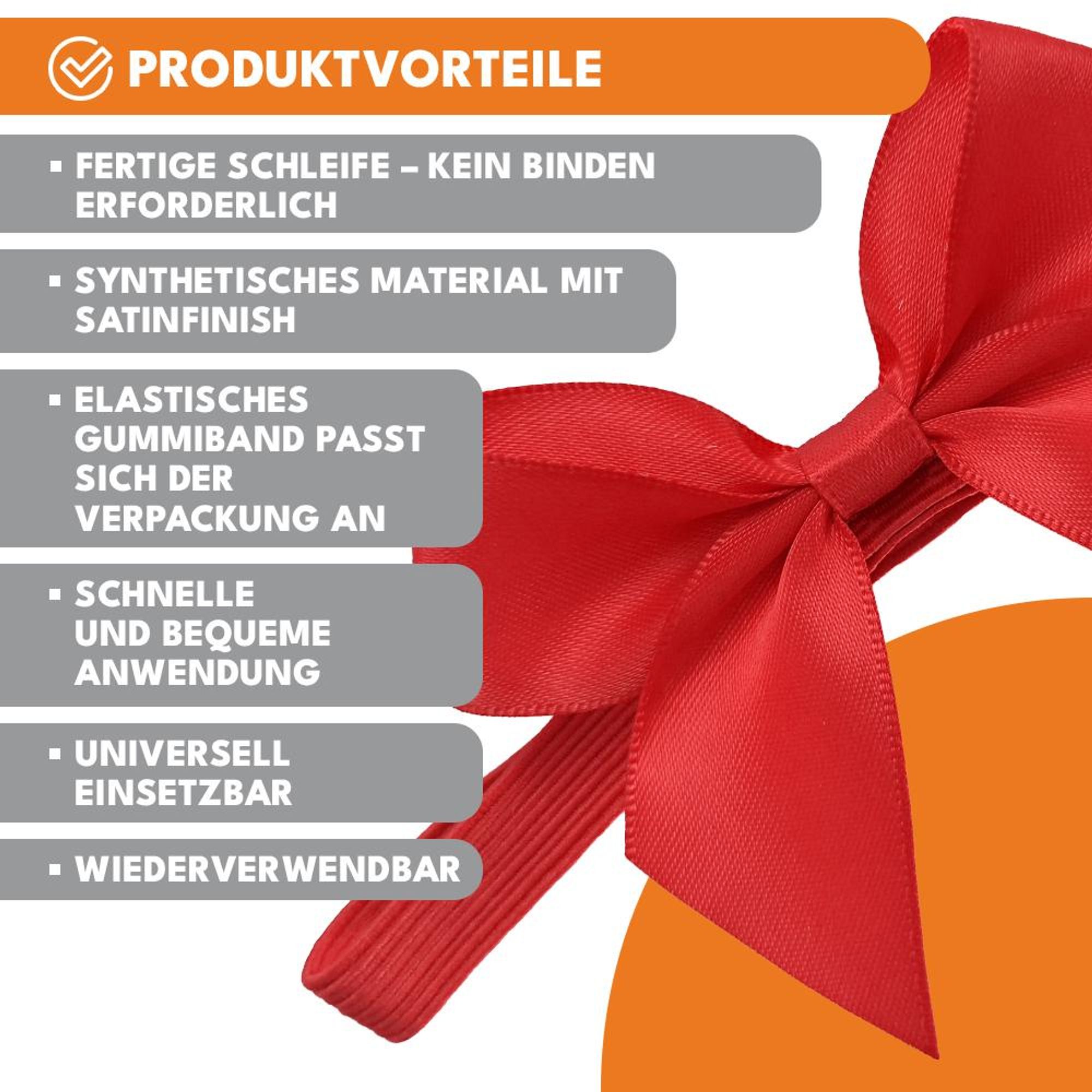 KRUMAD 10x Große Rote Geschenk Schleife mit Gummiband, Satinoptik Dekoschleifen für Geschenkverpackung, Weihnachten & Events, 18–56 cm