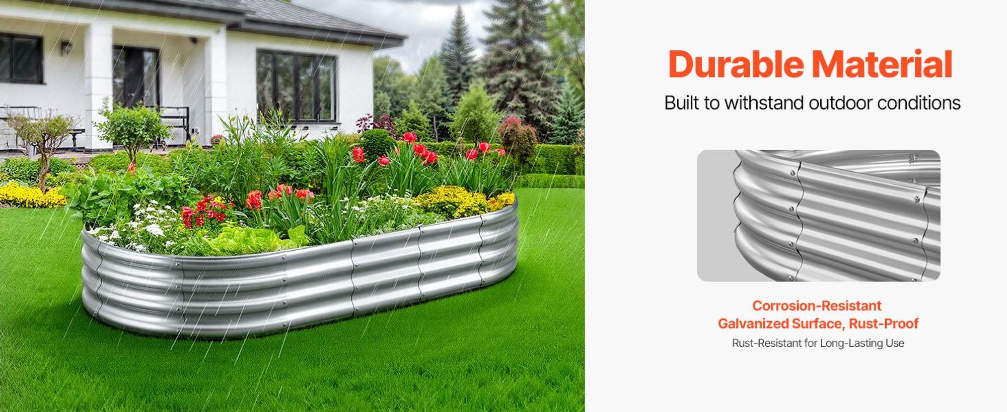VEVOR Hochbeet, 240 x 120 x 60 cm verzinkte Metallpflanzbox, Outdoor-Pflanzkästen mit offenem Boden, zum Anbauen von Blumen/Gemüse/Kräutern im Garten/Hof/Patio/Balkon, Dunkelgrau, 180x90x30 cm