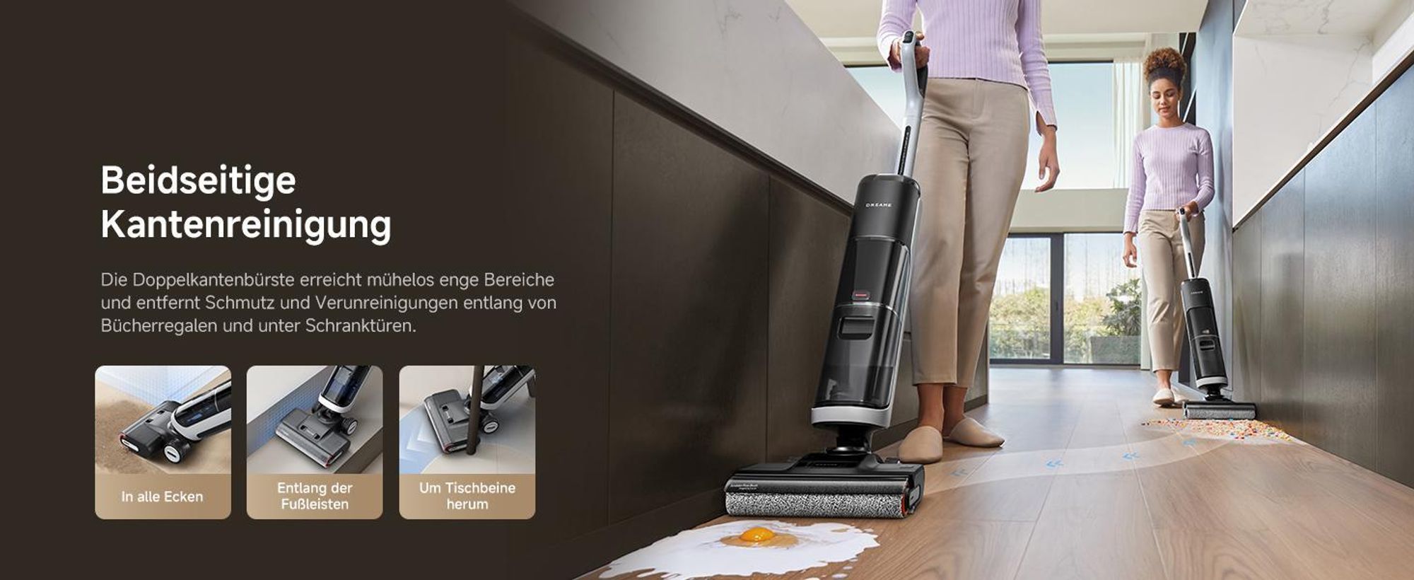 Dreame H14 AE Nass- und Trockensauger,18kPa Saugkraft,180° Lie-Flat,60 °C Bürstenpflege,selbstreinigend&trocknend,Doppelrotationsbürste,App,LED,280㎡