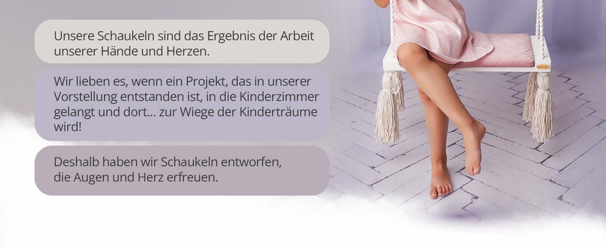 Create for you® - Kinderschaukel Indoor, Große Kinderschaukel aus Holz, Rosa