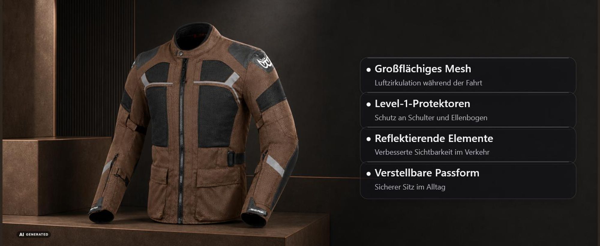 Berik Absolute Terra Motorrad Textiljacke, olivgrün/schwarz, 52