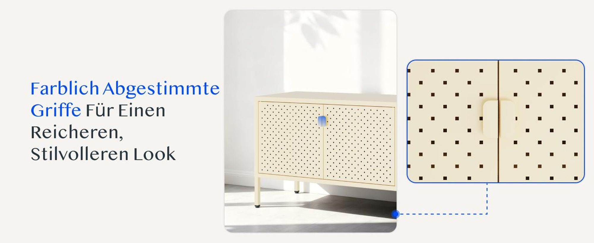 FLEXISPOT TV Schrank Metall – Sideboard mit Lüftungslöchern, 3 Türen & verstellbaren Füßen für Wohnzimmer, Büro, Schlafzimmer, 118x39x55 cm, Gelb