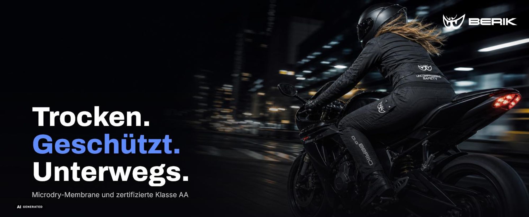 Berik Cargo wasserdichte Motorrad Textilhose, schwarz, 50