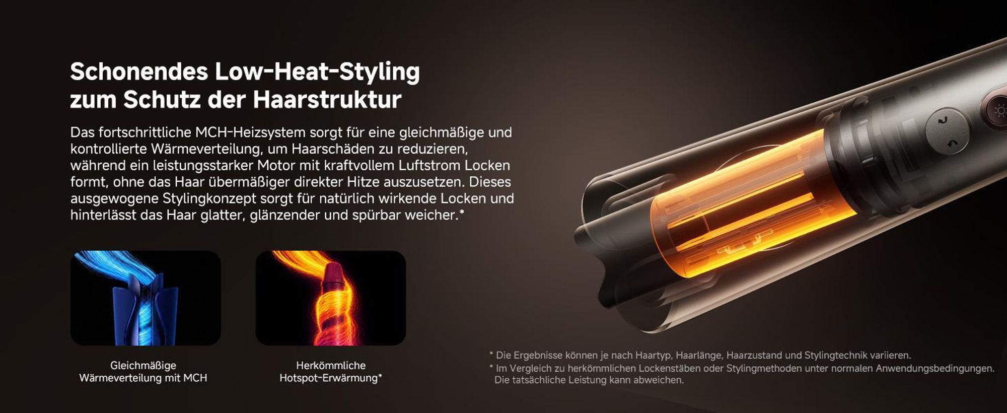 DREAME Air-Auto One-Touch Lockenstab,MCH-Heizsystem,360°-Lockenfunktion,LED,NTC-Temperaturregelung,3 Heizstufen,Verwicklungsschutz,2,8m Länge,Gold