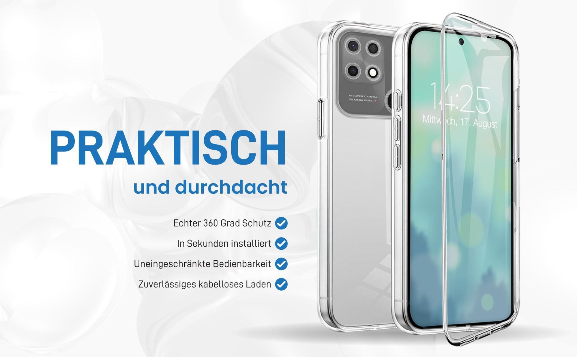 Rundum Schutz Hülle für Xiaomi Redmi 10C mit Touchsensibilität