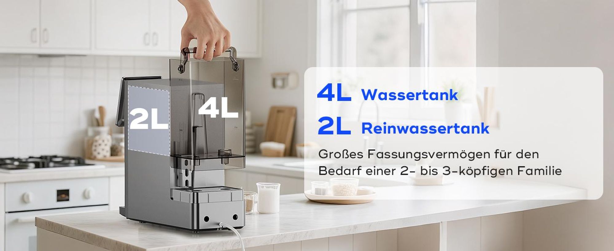 Hydrofast Wasserfilter W100 Tisch-Wasseraufbereiter mit Heiß- und Trinkwasser, Umkehrosmose, 8 Temperaturstufen, 6-stufige Filtration, UV-Sterilisat