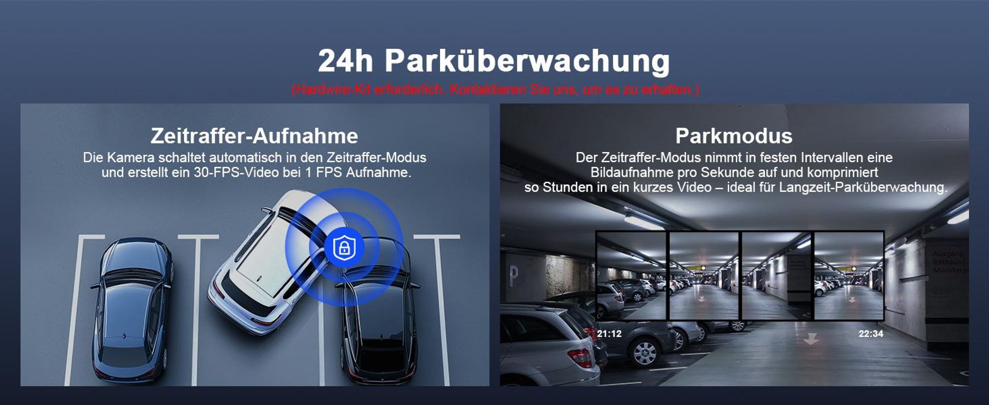 dashcam auto vorne und hinten 4K+1080P, Wi-Fi/APP Mini Dual Auto Kamera, 64GB,Parküberwachung, 170°Weitwinkel