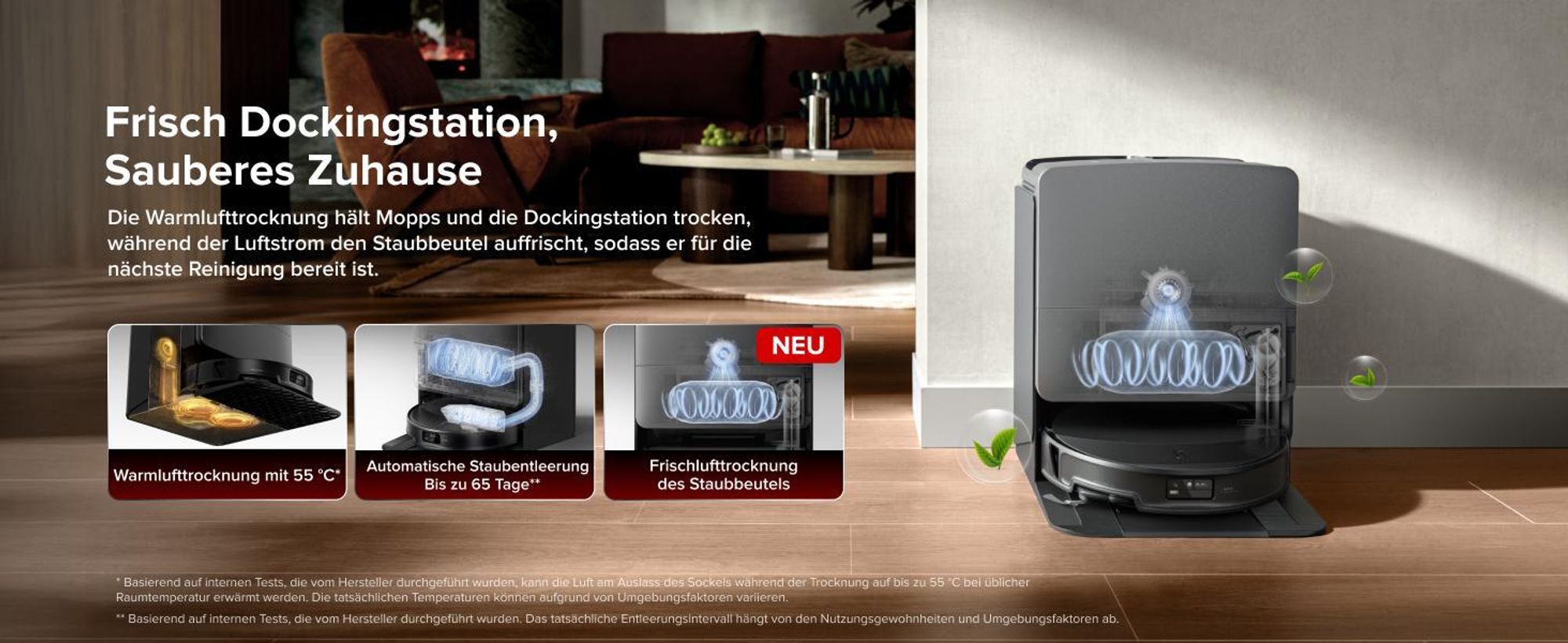 Roborock Saros 20 Set Saugroboter mit Wischfunktion, 36,000 Pa(Upgrade von Saros 10R), AdaptiLift Chassis 3.0, 100 °C Heißwasser-Moppwäsche