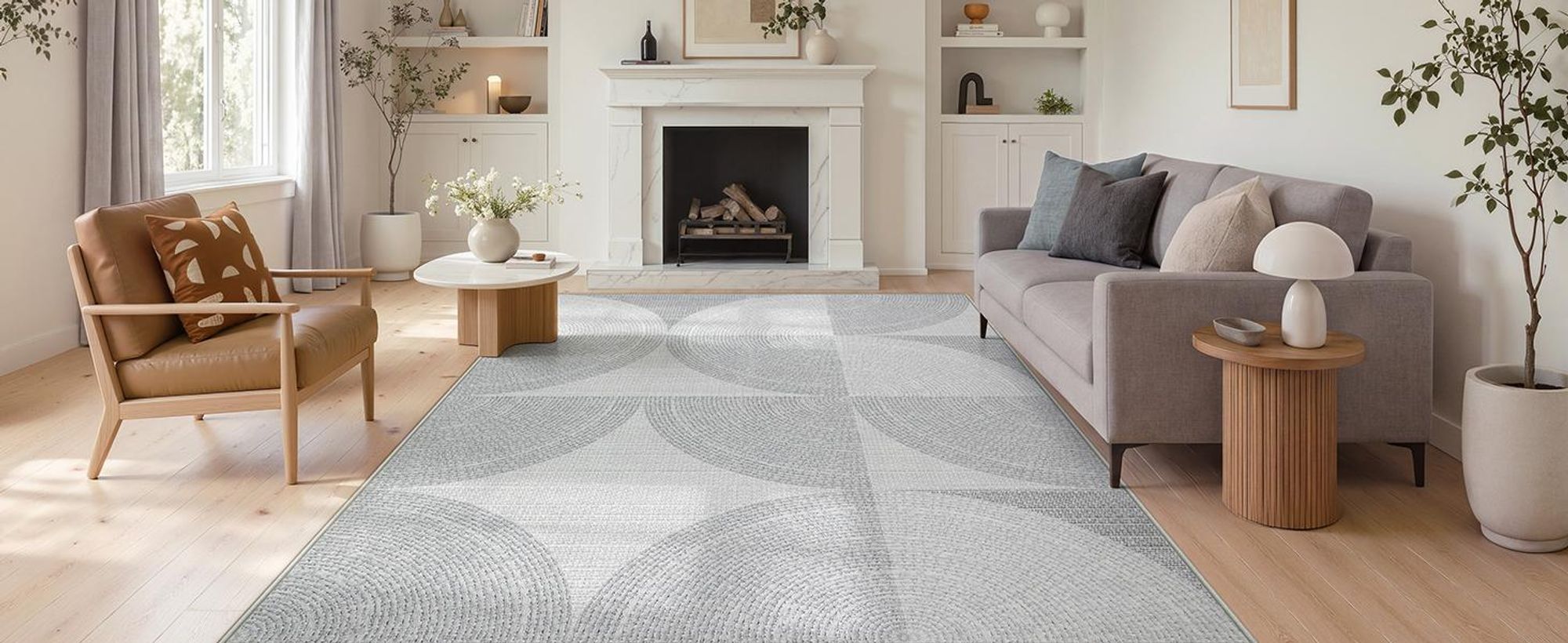 Tribesigns Geometrischer Teppich 160x230 cm, Modern Minimalist Kurzflor Teppich, Maschinenwaschbar Wohnzimmerteppich, Schlafzimmer Büro, Grau
