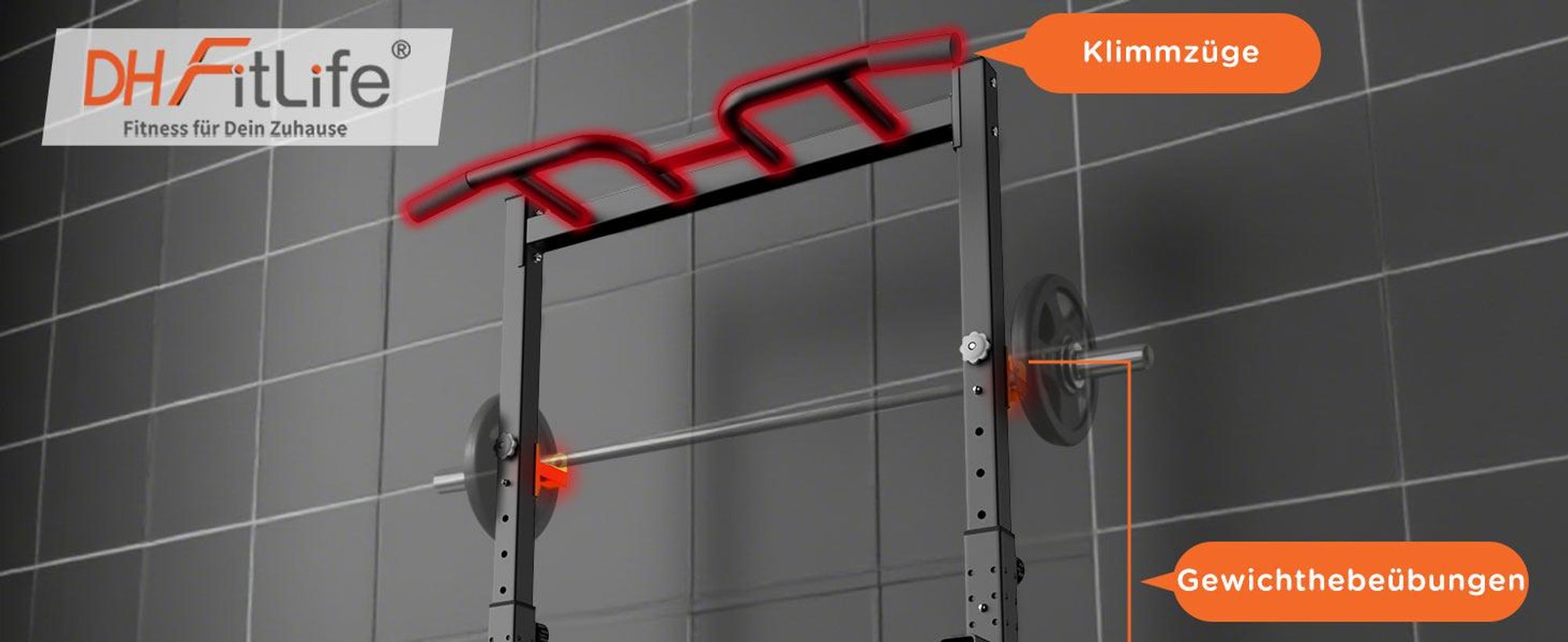 DH FitLife Power Tower Faltbar | Freistehende Klimmzug- & Dip-Station bis 150 kg mit Hantelablagen | Kraftstation Kraftturm für Zuhause