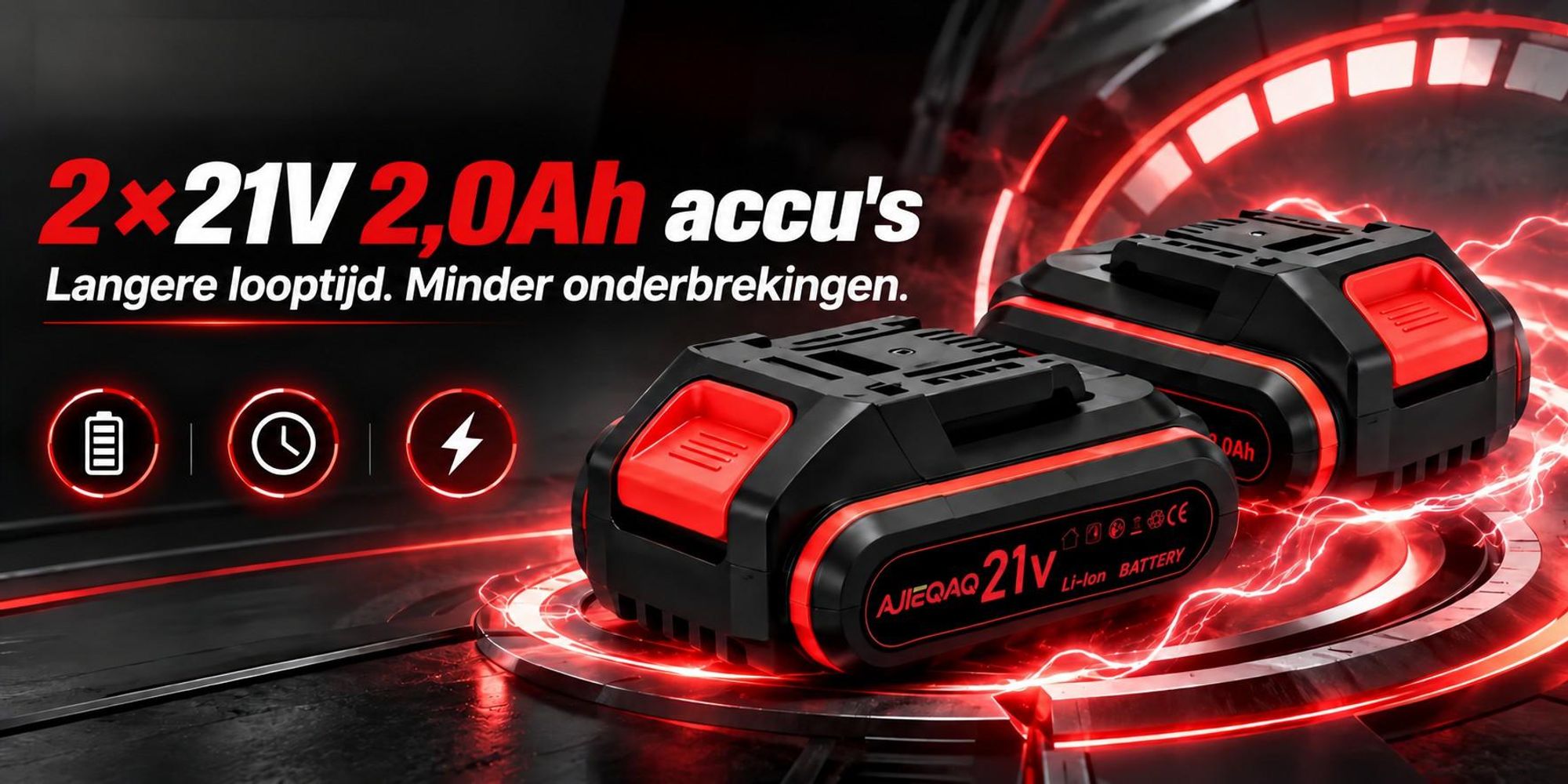 AJIEQAQ Accuboormachine 21V Set, 3-in-1 Accu-klopboormachine met 2×2,0Ah Accu's, 45 Nm, LED-werklamp, Accessoires & Koffer