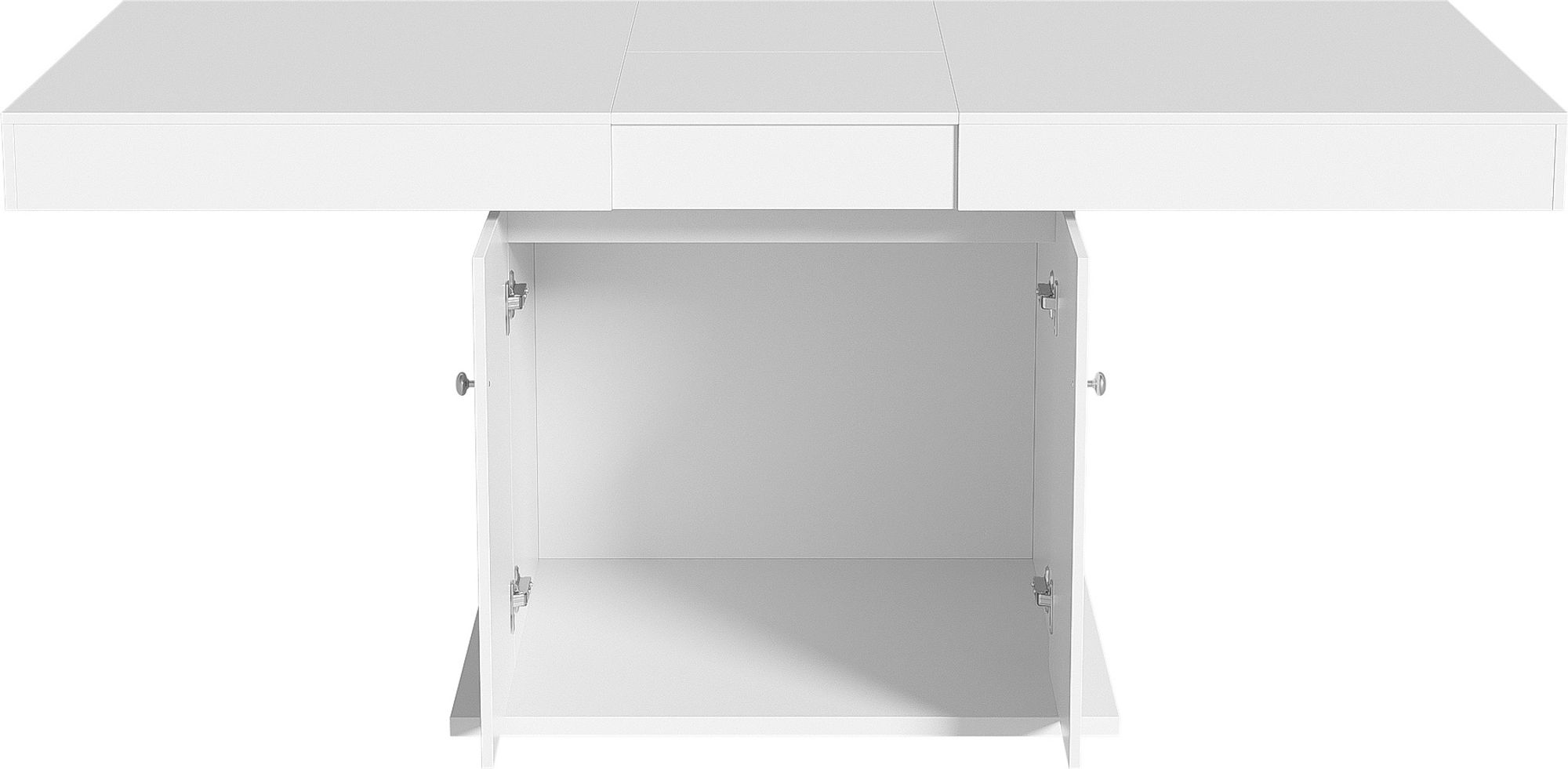 Flieks Ausziehbarer Esstisch Küchentisch mit Schrank, Rechteckig Esszimmertisch mit Stauraum, Ausziehbar Dehnbar Tisch, 140/180x80x76cm, Weiß