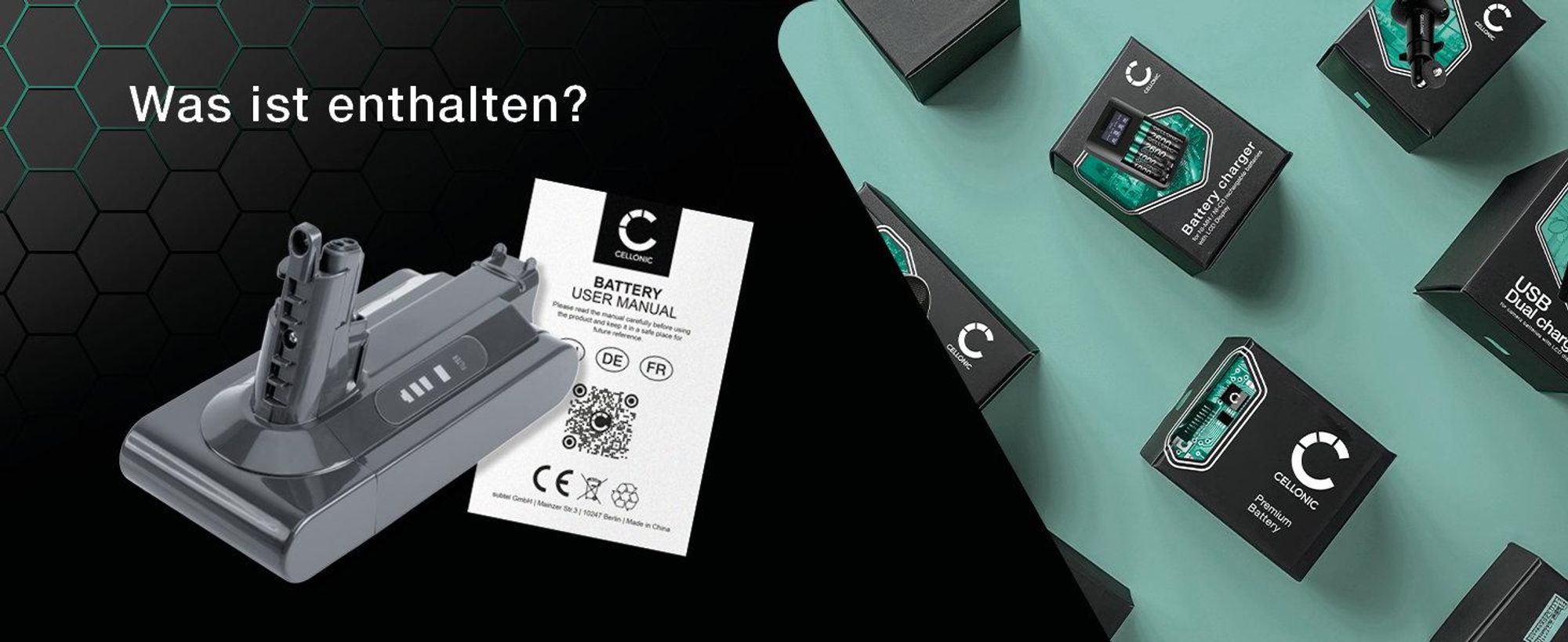 CELLONIC Akku kompatibel mit Dyson V10, V10 Absolute, Cyclone V10, SV12 – dunkelgrau / Dyson V10 2500mAh