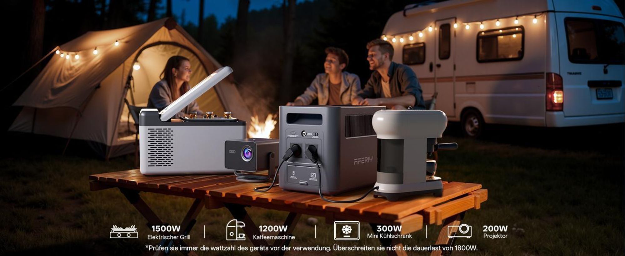 AFERIY Solární Generátor 1800W 1024Wh + 400W Panel pro Kempování