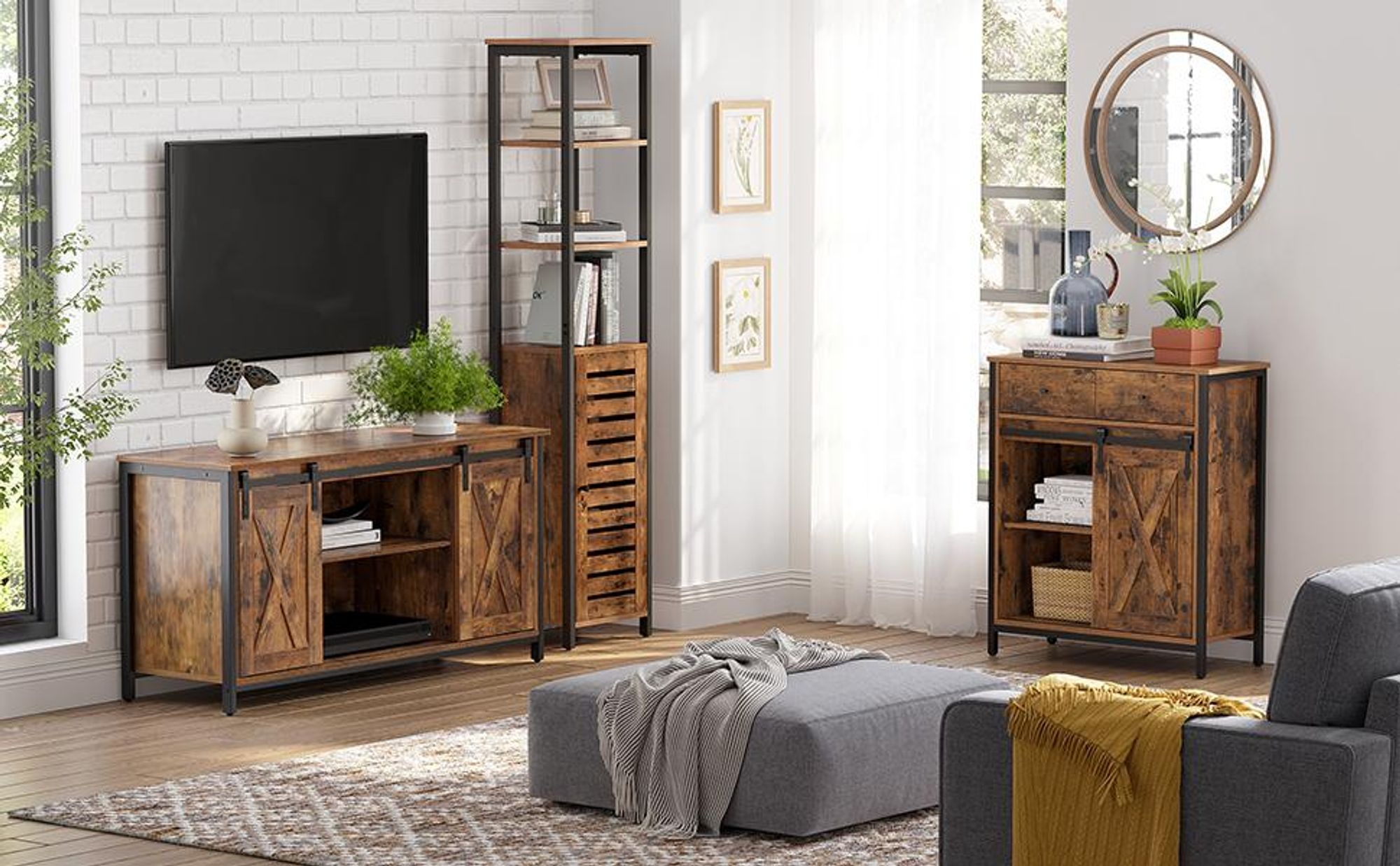 VASAGLE Sideboard Kommode, 70 x 30 x 80 cm, mit Schublade, mit Schiebetür