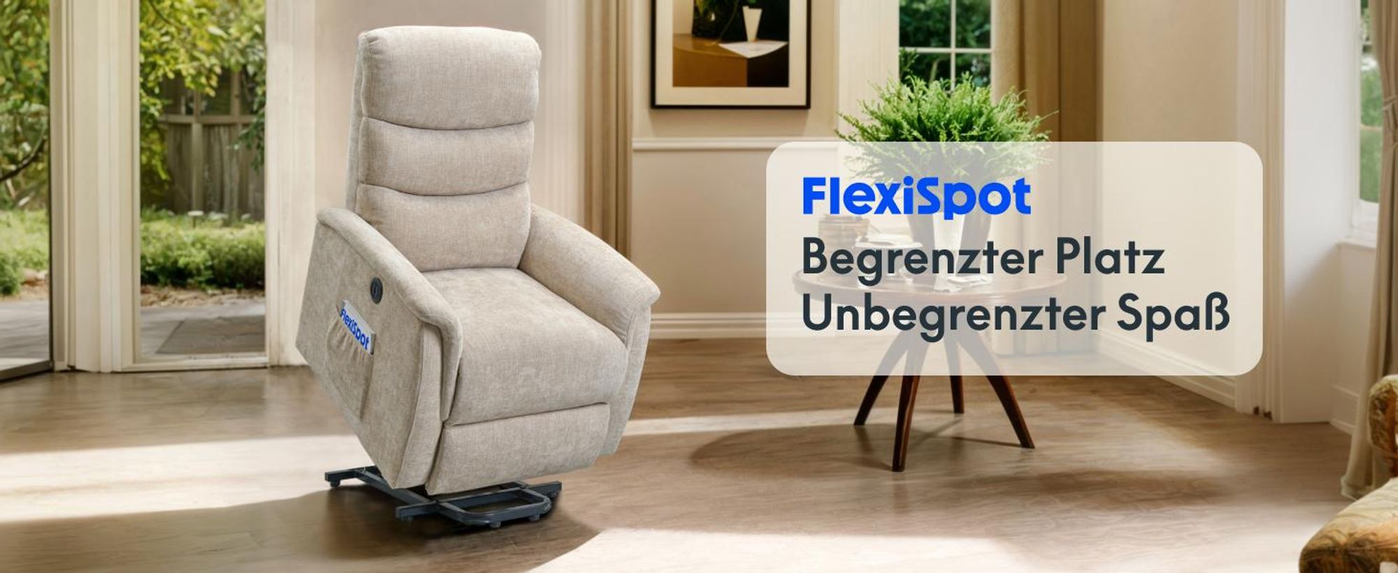 FLEXISPOT XL3 Pro Elektrischer Massagesessel mit Heizfunktion, Aufstehhilfe, USB-Anschluss, Fernbedienung und Seitentasche für Senioren (Beige)