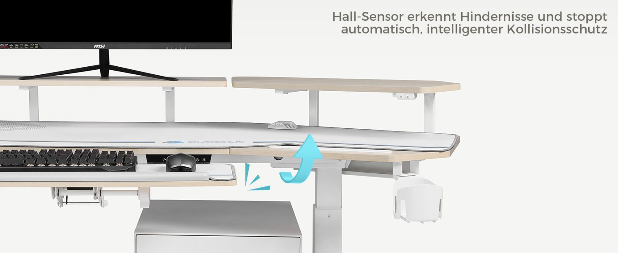 EUREKA ERGONOMIC Elektrisch Computertisch 182×76cm Höhenverstellbarer Schreibtisch Stehpult Gaming Tisch mit Monitorständer und Tastaturablage